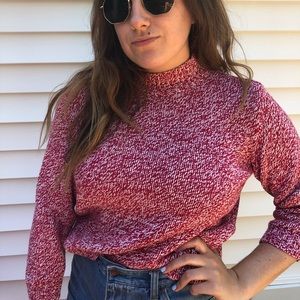 Red and white turtle neck